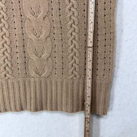 Vtg Banana Republic Sweater XS Tan Y2K Off Shoulder Angora Blend Cable Knit Soft - Picture 7 of 10